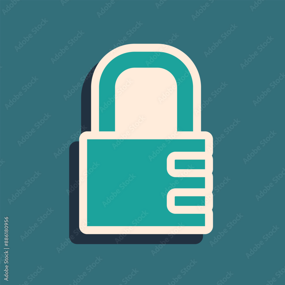 Green Safe combination lock icon isolated on green background. Combination padlock. Security, safety, protection, password, privacy. Long shadow style. Vector Green Safe combination lock icon isolated on green background. Combination padlock. Security, safety, protection, password, privacy. Long shadow style. Vector