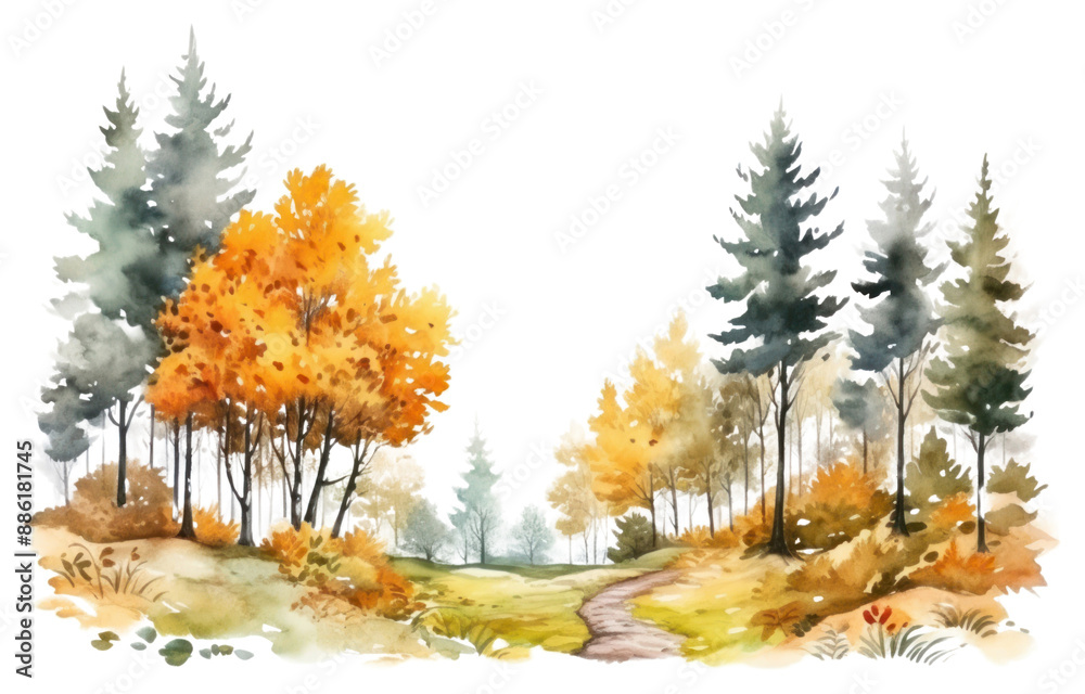 PNG Landscape outdoors woodland painting.