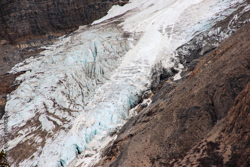 Glacier covered mountains in Mount Robson Provincial Park, British Columbia, Canada photo