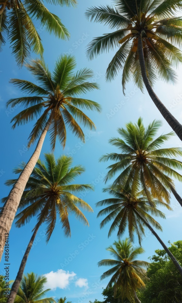 Palm Trees Against Blue Sky. Palm Trees Against Blue Sky.