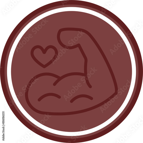 Muscle Vector Line Double Circle Maroon