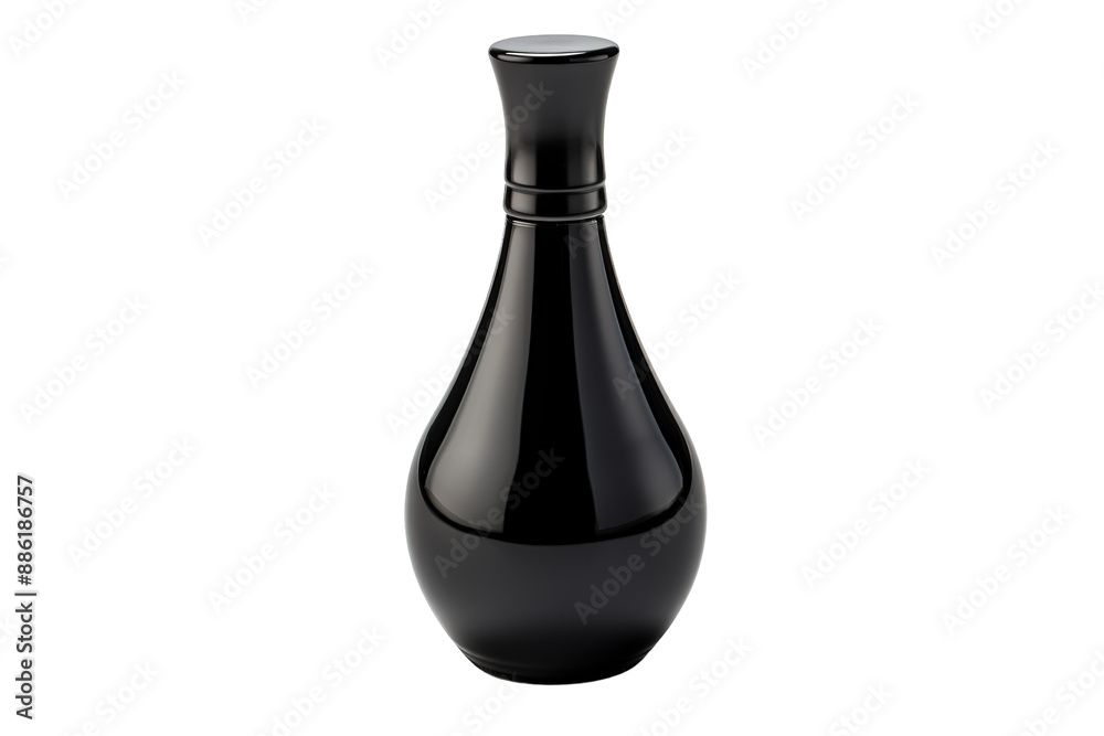 A Sleek Black Vase Against a Clean White Background on a White or Clear Surface PNG Transparent Background. A Sleek Black Vase Against a Clean White Background on a White or Clear Surface PNG Transparent Background.