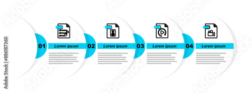 Set line MOV file document, GIF, WAV and M3U icon. Vector