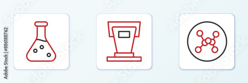 Set line Chemical formula, Test tube and Stage stand icon. Vector