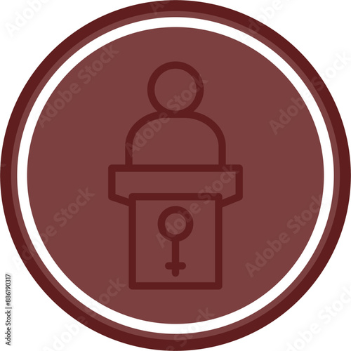 Politician Vector Line Double Circle Maroon