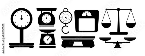 Various types of scales icon. Scales vector set isolated on white background.