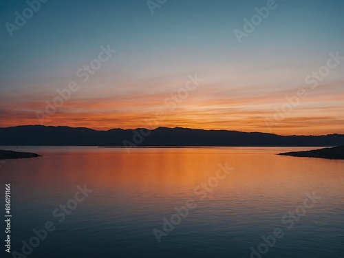 Sunrise abstract gradient featuring blue and orange tones in the sky