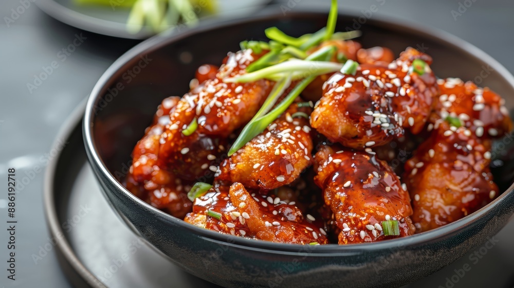 The national cuisine of Japan. Fried chicken with canned vegetables, oyster sauce and sesame oil. The national cuisine of Japan. Fried chicken with canned vegetables, oyster sauce and sesame oil.