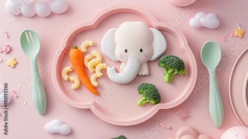 Cute Baby Plate with Elephant Design photo