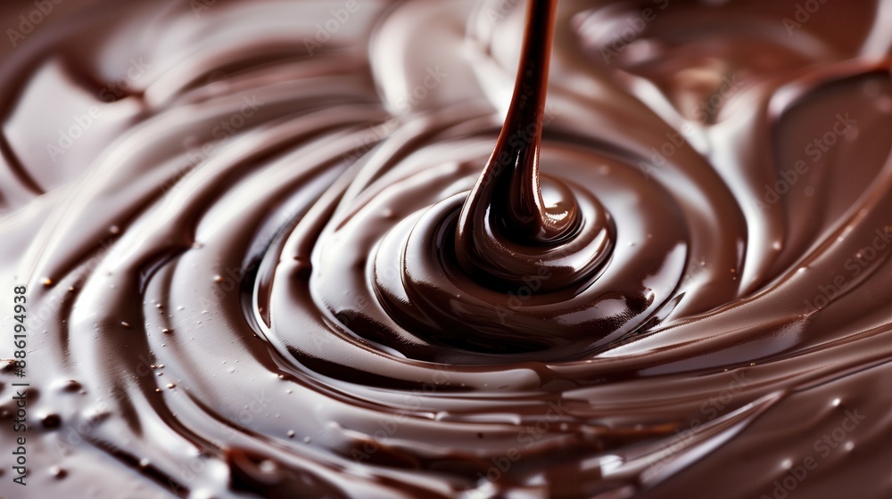 Close-Up of Swirling Melted Chocolate with Rich Texture Close-Up of Swirling Melted Chocolate with Rich Texture