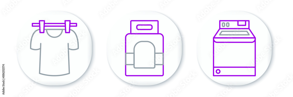 Set line Washer, Drying clothes and Laundry detergent icon. Vector Set line Washer, Drying clothes and Laundry detergent icon. Vector