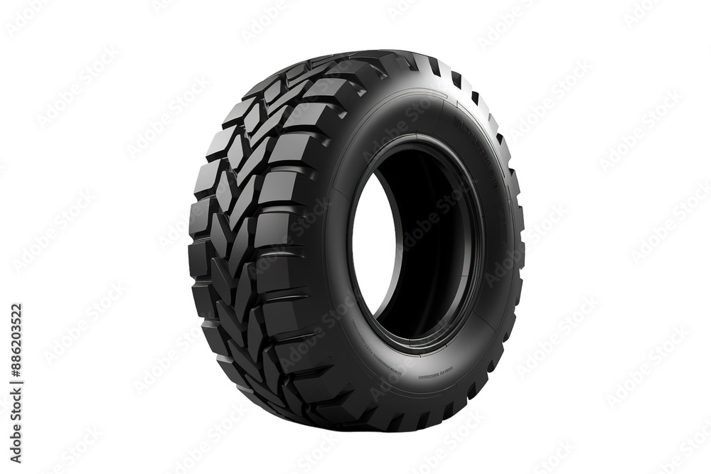 A Single, Robust Off-Road Tire Isolated Against a White Background on a White or Clear Surface PNG Transparent Background. A Single, Robust Off-Road Tire Isolated Against a White Background on a White or Clear Surface PNG Transparent Background.