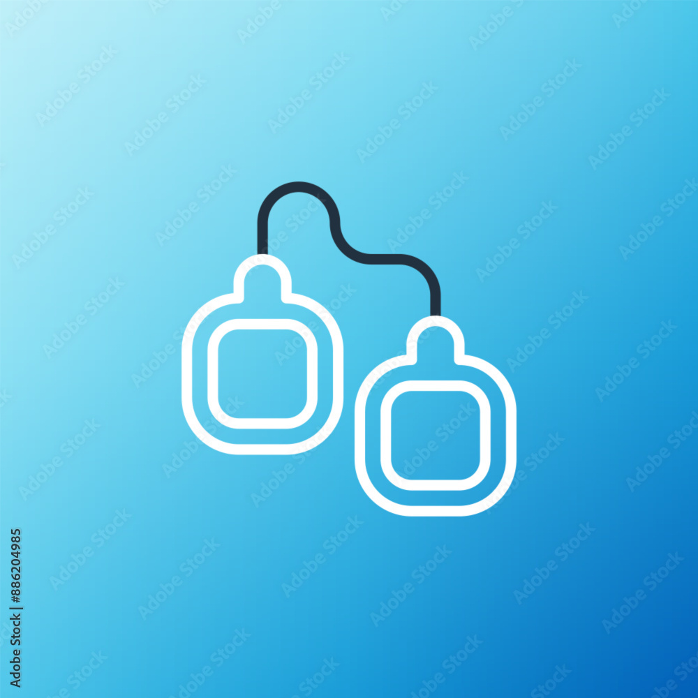 Line Handcuffs icon isolated on blue background. Colorful outline concept. Vector Line Handcuffs icon isolated on blue background. Colorful outline concept. Vector