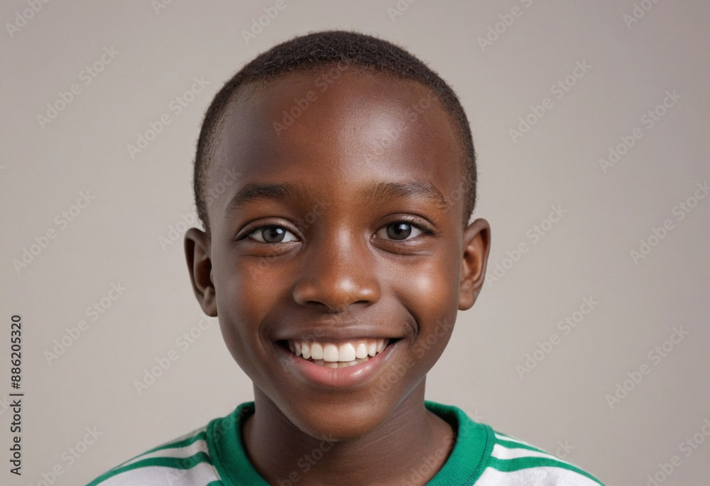 Portrait view of a regular happy smiling Burundi boy, ultra realistic, candid, social media, avatar image, plain solid background Portrait view of a regular happy smiling Burundi boy, ultra realistic, candid, social media, avatar image, plain solid background