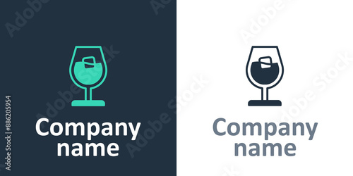 Logotype Wine glass icon isolated on white background. Wineglass sign. Logo design template element. Vector