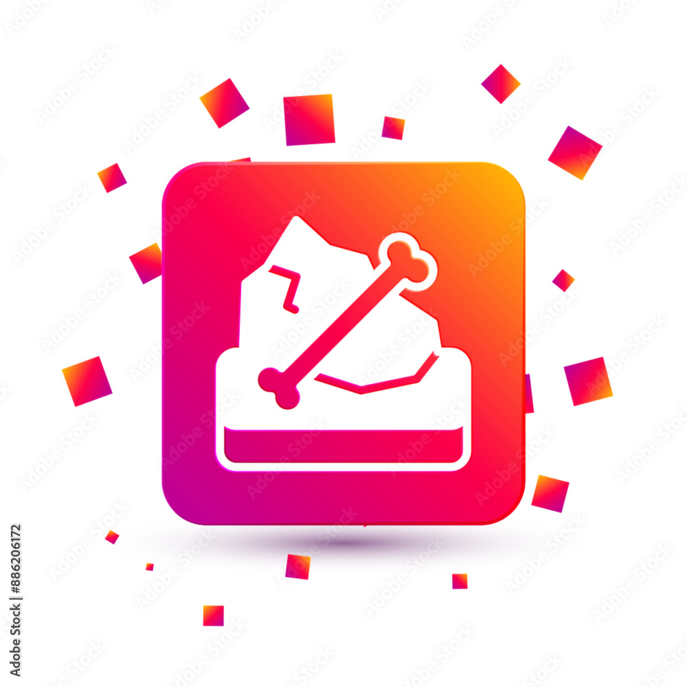 Fototapeta premium White Archeology icon isolated on white background. Square color button. Vector