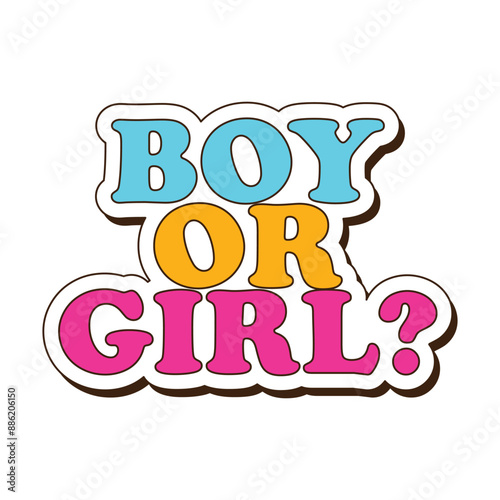 BOY or GIRL? sticker for gender reveal party