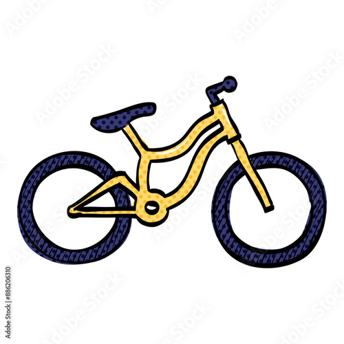 Mountain bike halftone icon hand drawn color vector illustration