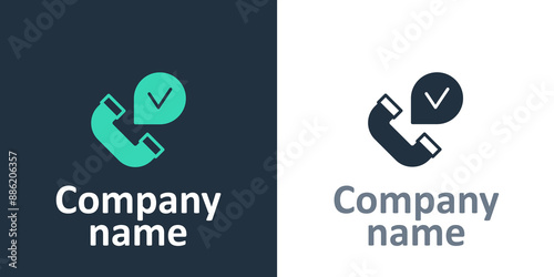 Logotype Telephone handset icon isolated on white background. Phone sign. Logo design template element. Vector