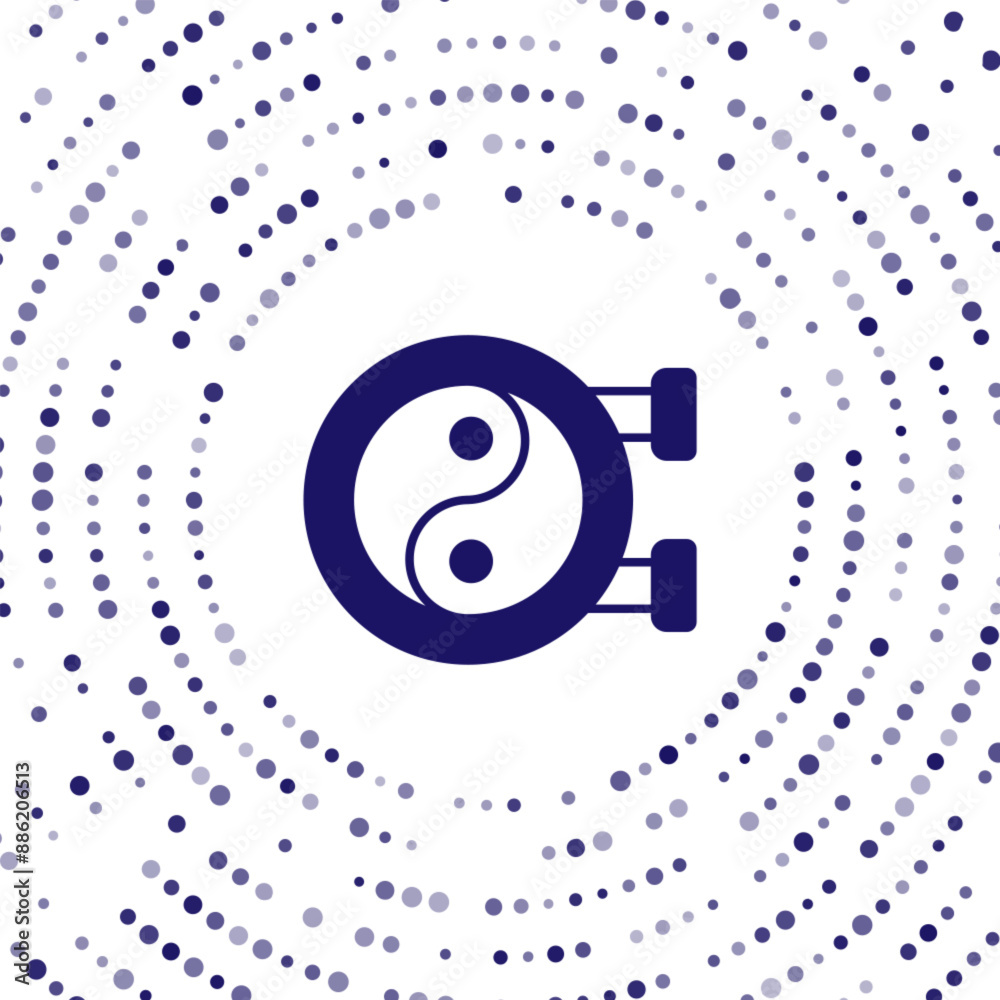 Blue Yin Yang symbol of harmony and balance icon isolated on white background. Abstract circle random dots. Vector