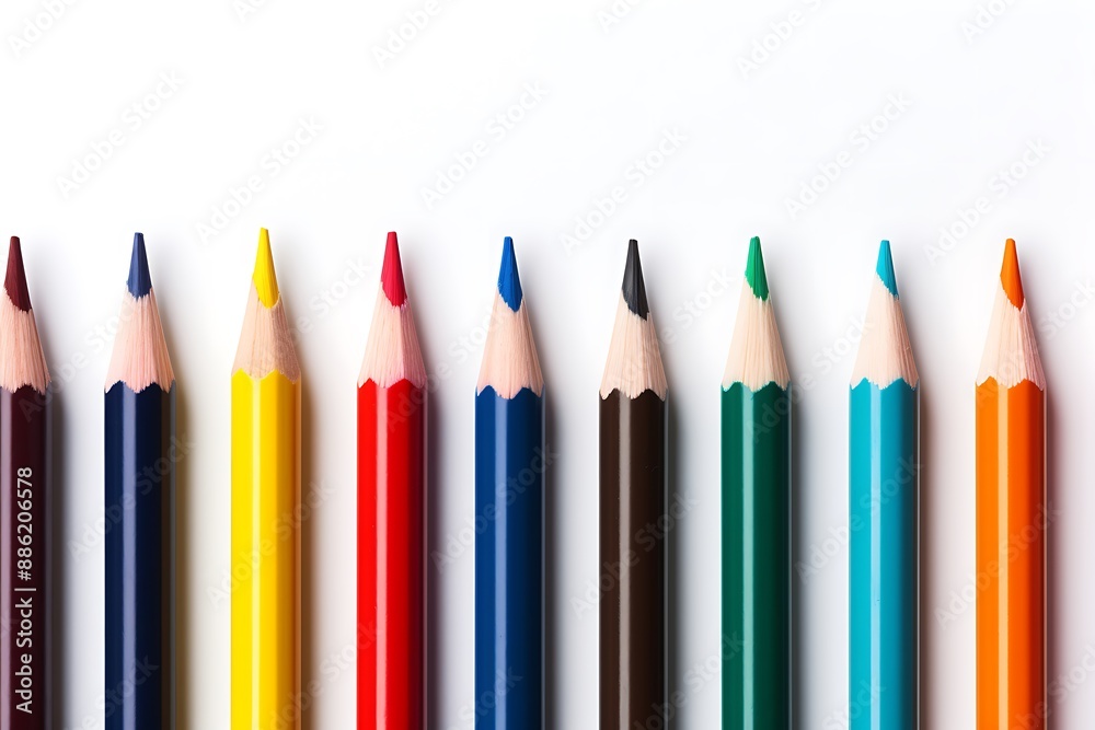 Colored pencils isolated on white background. 3D illustration.