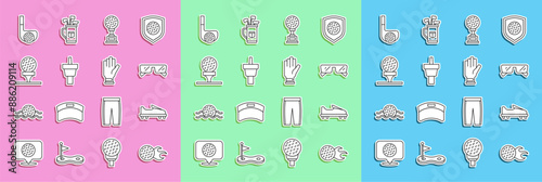 Wallpaper Mural Set line Golf ball, shoe, Glasses, Award cup with golf, tee, on, club and glove icon. Vector Torontodigital.ca