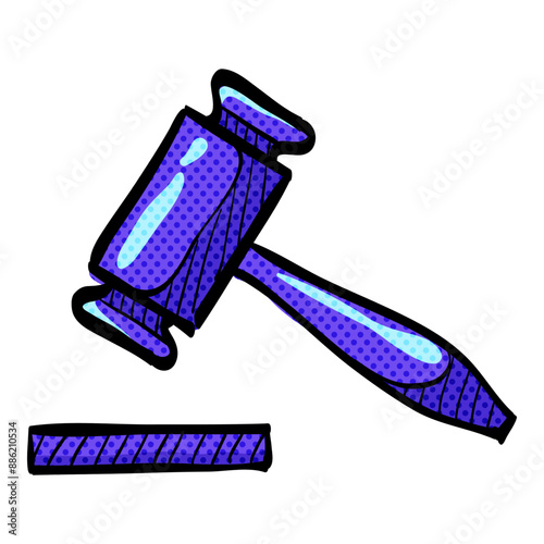 Wood hammer halftone icon hand drawn color vector illustration