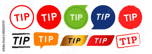 tip stamp and speech bubble label sticker sign for tipping service helpful assisting