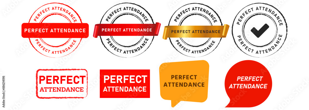 Obraz premium perfect attendance stamp seal badge labels ticker sign for excellent accomplished performance