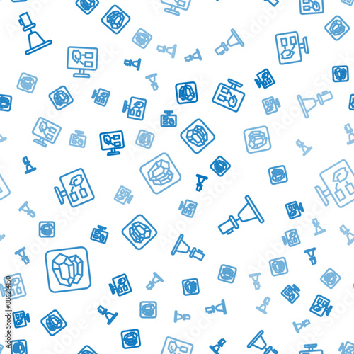 Set line Gem stone, Tacheometer, theodolite and Soil analysis on seamless pattern. Vector