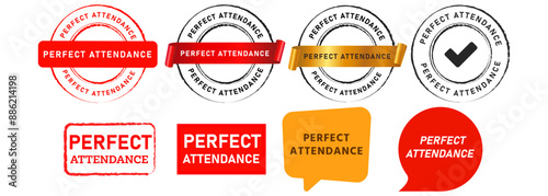 perfect attendance stamp seal badge labels ticker sign for excellent accomplished performance