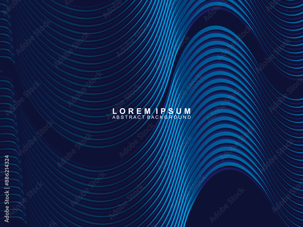 Premium blue background design with diagonal gradient wave lines pattern. Vector horizontal template for digital business banner, contemporary formal invitation, voucher, gift certificate, etc.