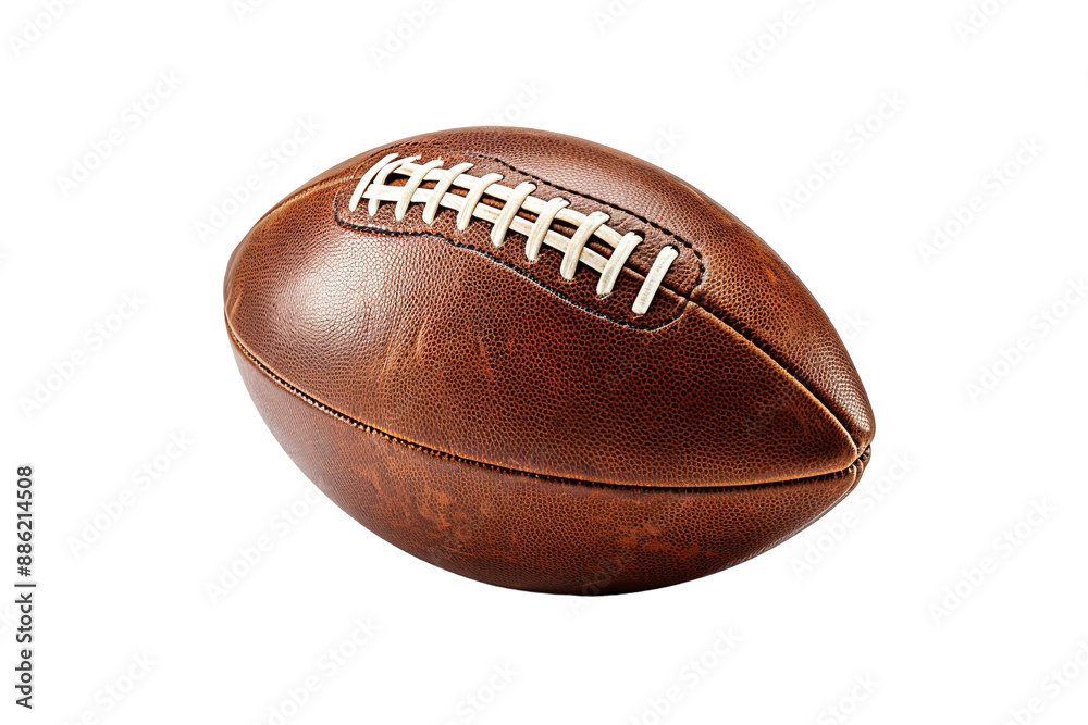 A Worn Leather Football Ready For The Big Game on a White or Clear Surface PNG Transparent Background. A Worn Leather Football Ready For The Big Game on a White or Clear Surface PNG Transparent Background.
