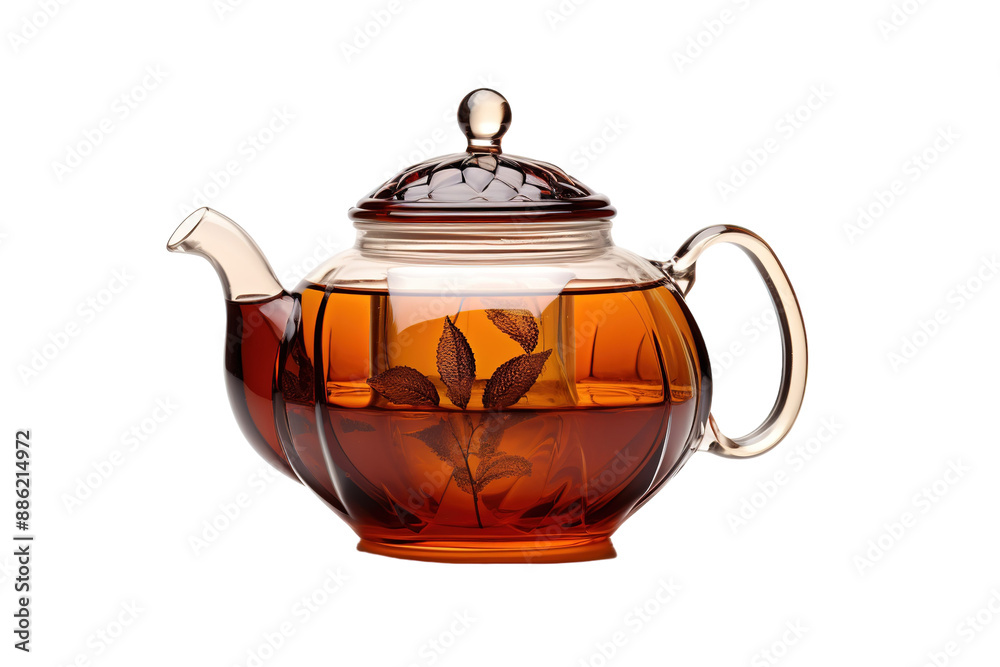 A Clear Glass Teapot Filled With Steaming, Freshly Brewed Tea on a White or Clear Surface PNG Transparent Background. A Clear Glass Teapot Filled With Steaming, Freshly Brewed Tea on a White or Clear Surface PNG Transparent Background.