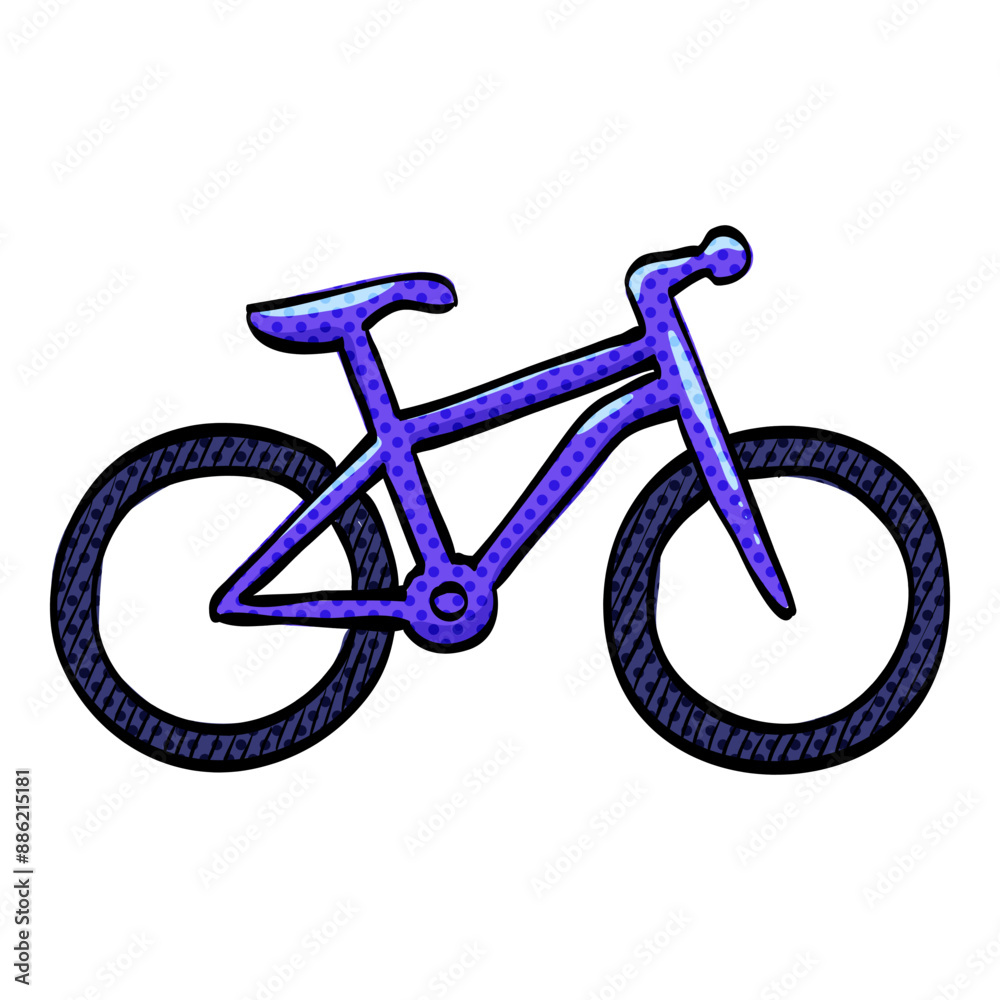 Fototapeta premium Mountain bike halftone icon hand drawn color vector illustration