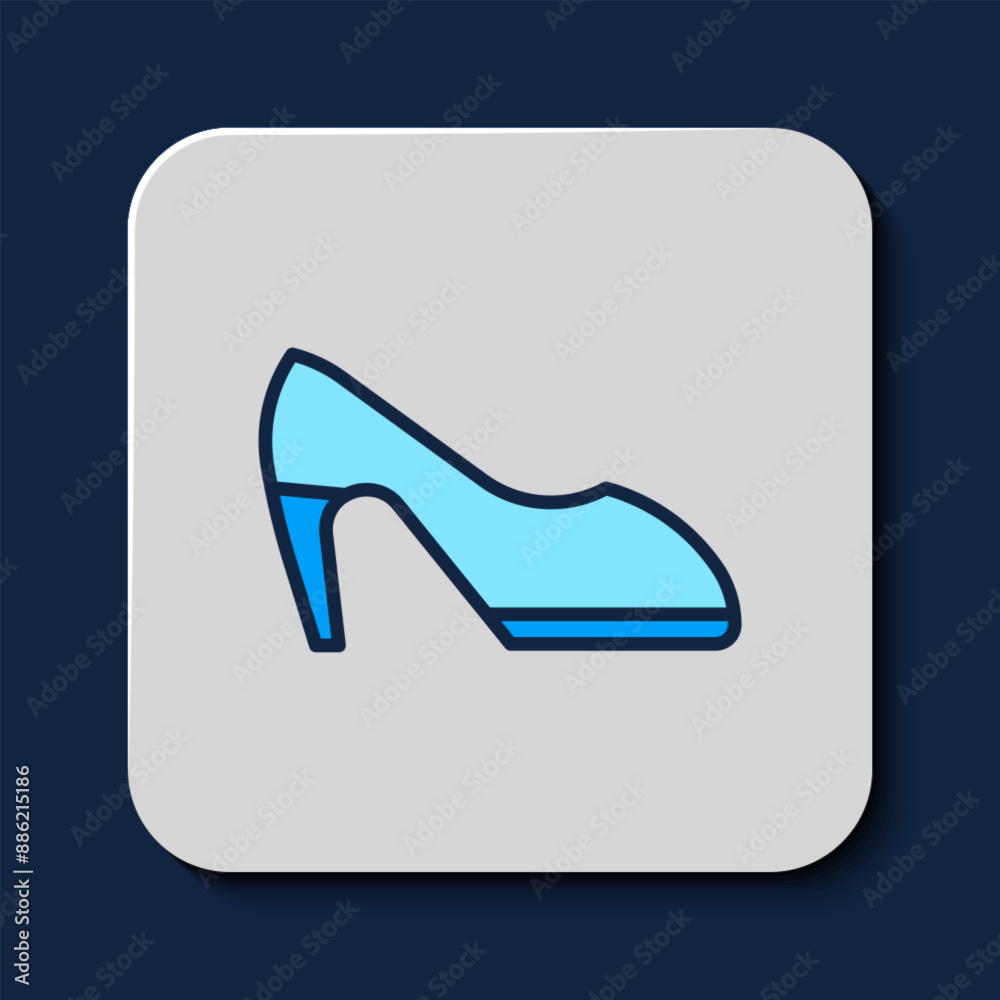 Filled outline Woman shoe with high heel icon isolated on blue background. Vector Filled outline Woman shoe with high heel icon isolated on blue background. Vector
