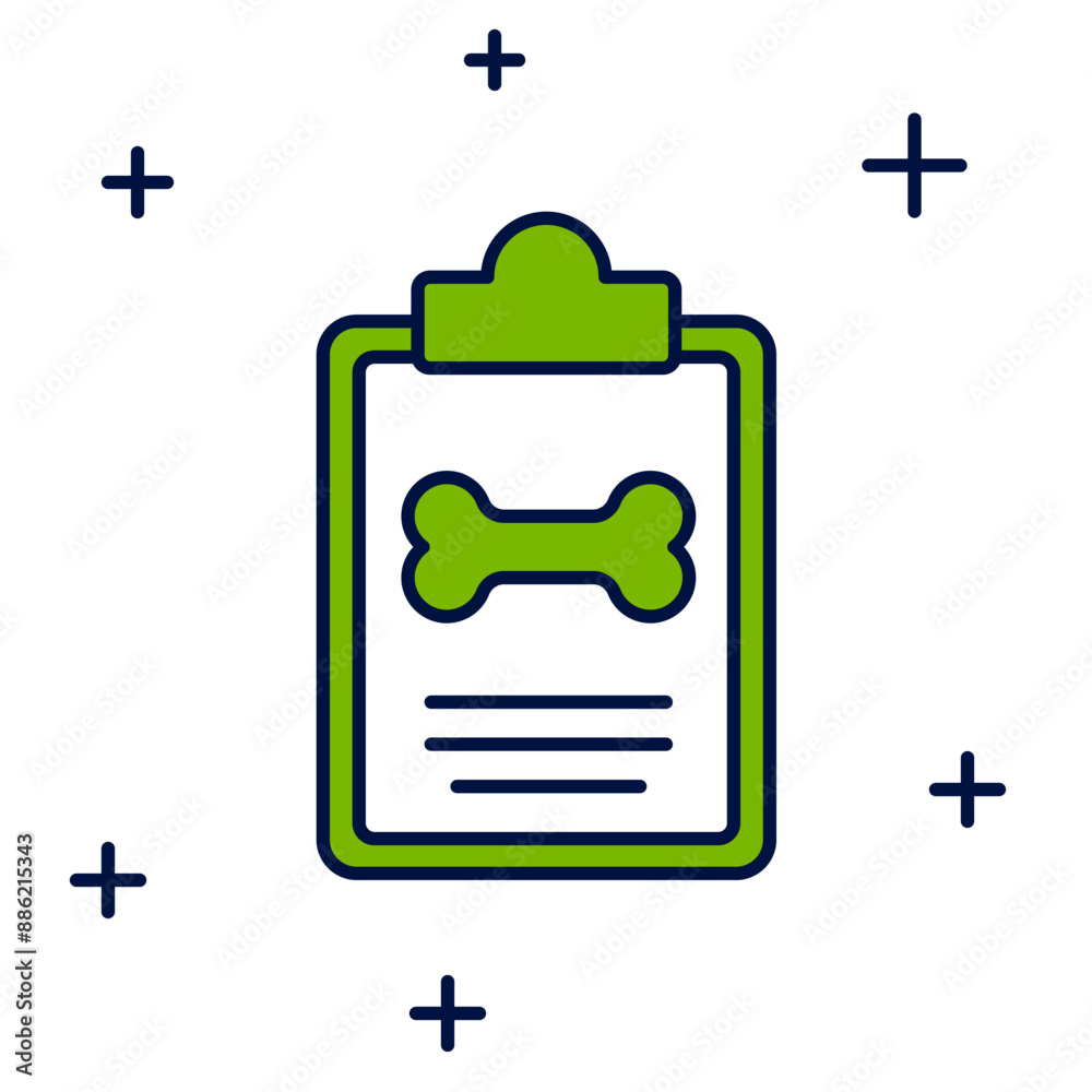 Filled outline Clipboard with medical clinical record pet icon isolated on white background. Health insurance form. Medical check marks report. Vector Filled outline Clipboard with medical clinical record pet icon isolated on white background. Health insurance form. Medical check marks report. Vector