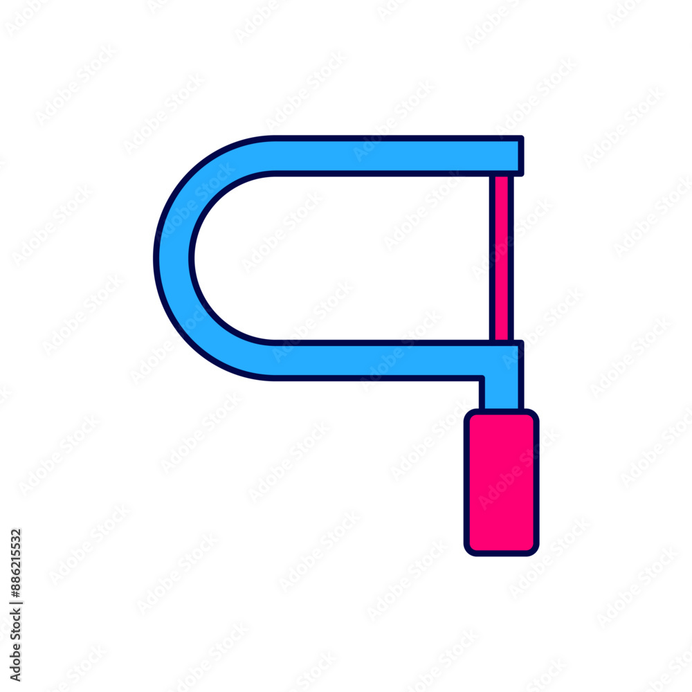 Filled outline Hacksaw icon isolated on white background. Metal saw for wood and metal. Vector Filled outline Hacksaw icon isolated on white background. Metal saw for wood and metal. Vector