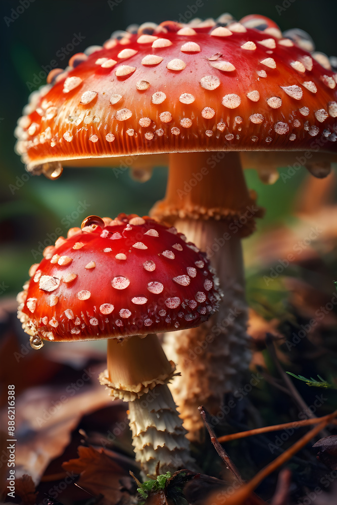Obraz premium Fly agarics in rich detail