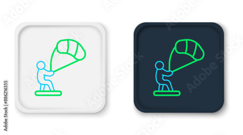 Line Kitesurfing icon isolated on white background. Colorful outline concept. Vector