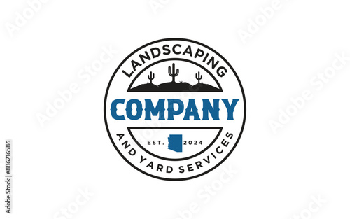 landscape logo for lawn or gardening business design template