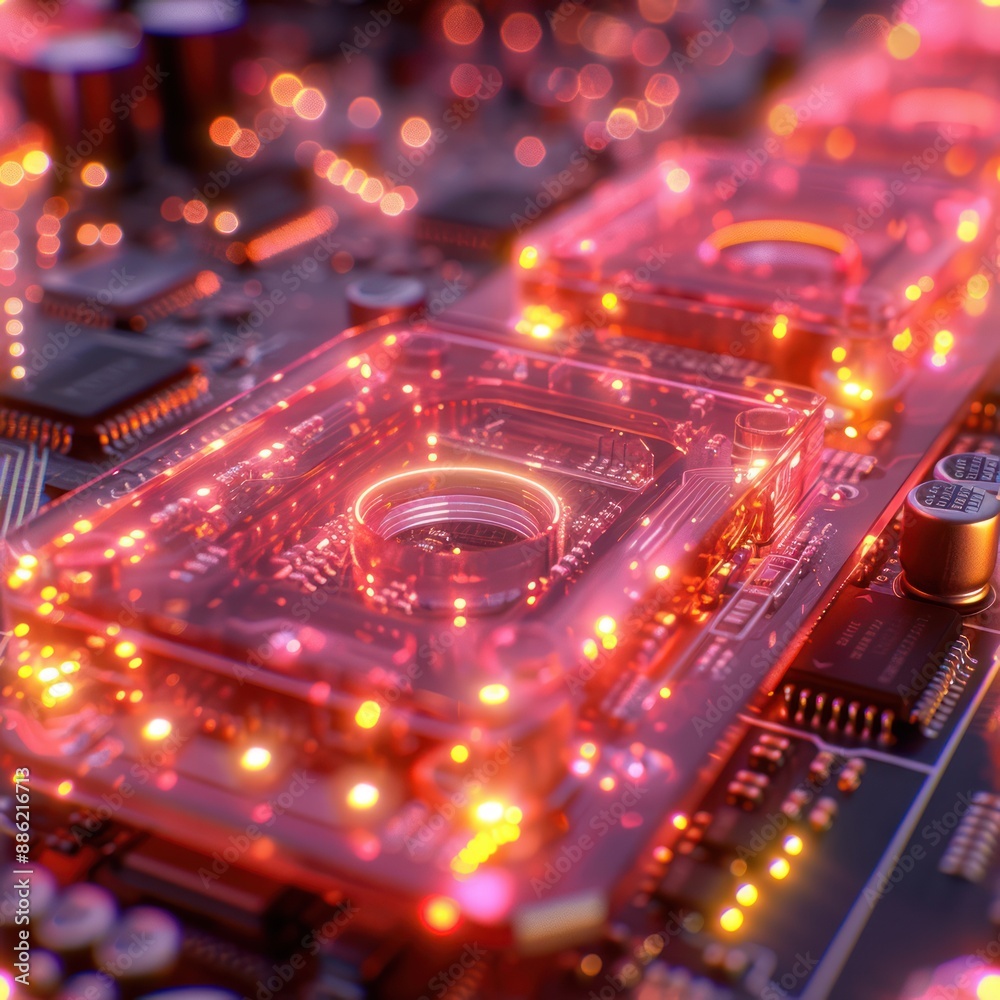 Futuristic Glowing Computer Motherboard