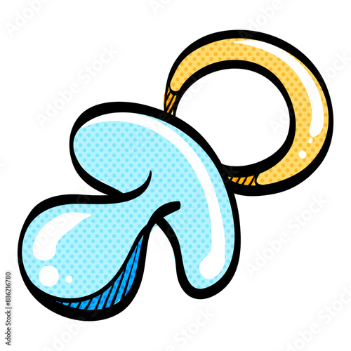 Pacifier halftone icon hand drawn color vector illustration