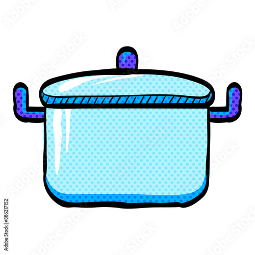 Cooking pan halftone icon hand drawn color vector illustration