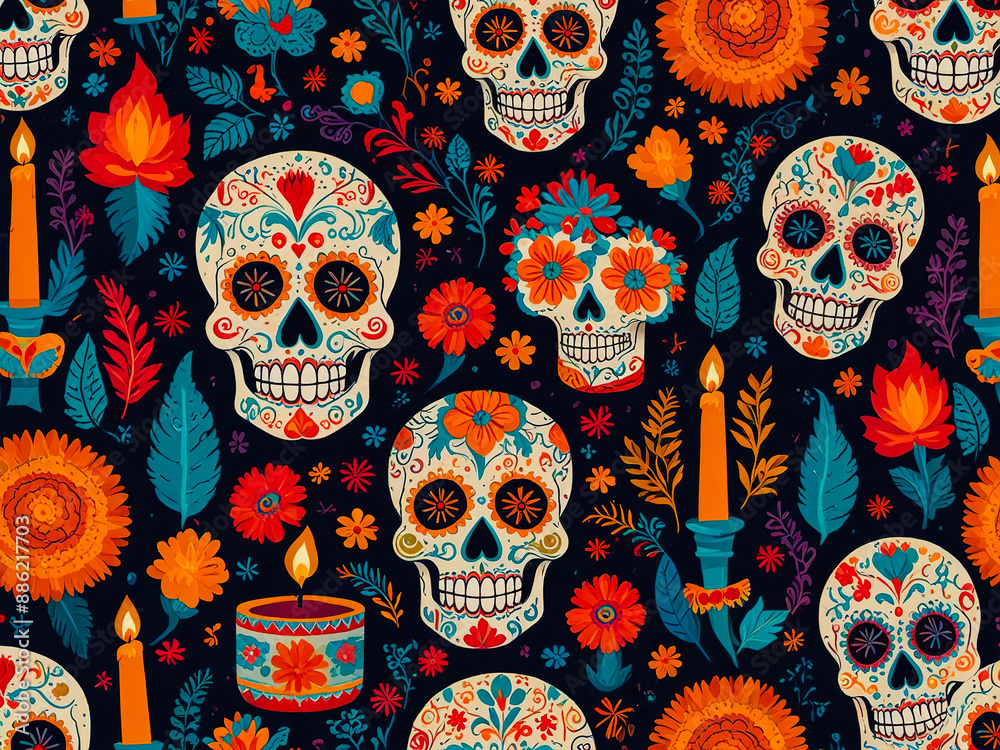 seamless pattern with skulls seamless pattern with skulls