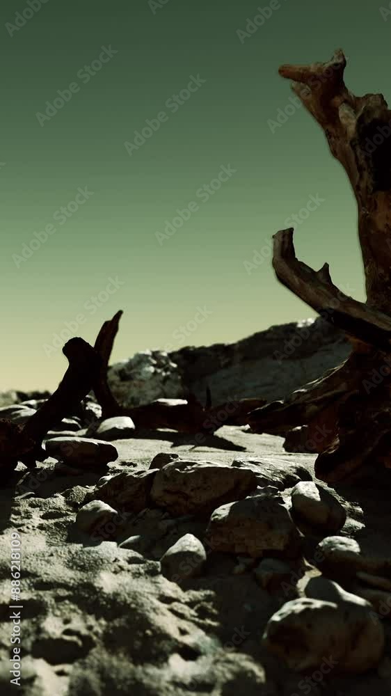 Time lapse of logs on a beach coast of Majorca Time lapse of logs on a beach coast of Majorca