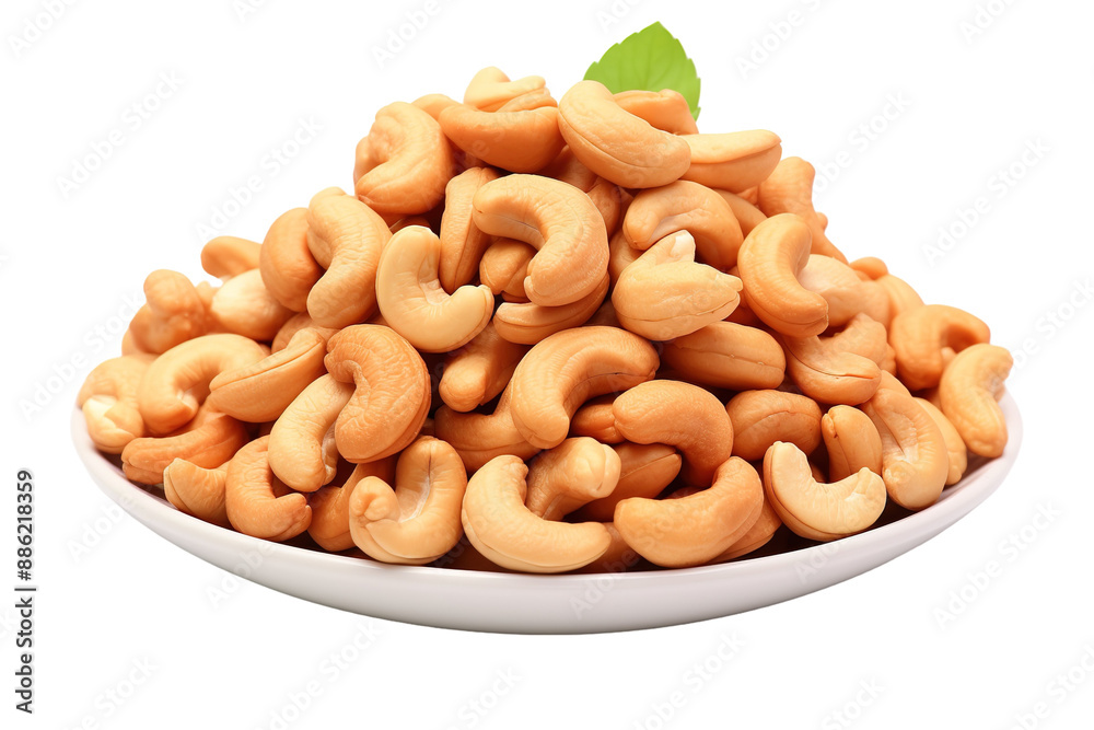 A Heap Of Golden Cashews Ready For Snacking on a White or Clear Surface PNG Transparent Background. A Heap Of Golden Cashews Ready For Snacking on a White or Clear Surface PNG Transparent Background.