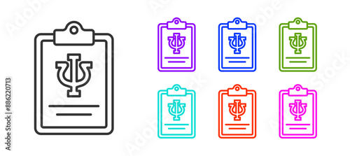 Black line Psychology icon isolated on white background. Psi symbol. Mental health concept, psychoanalysis analysis and psychotherapy. Set icons colorful. Vector