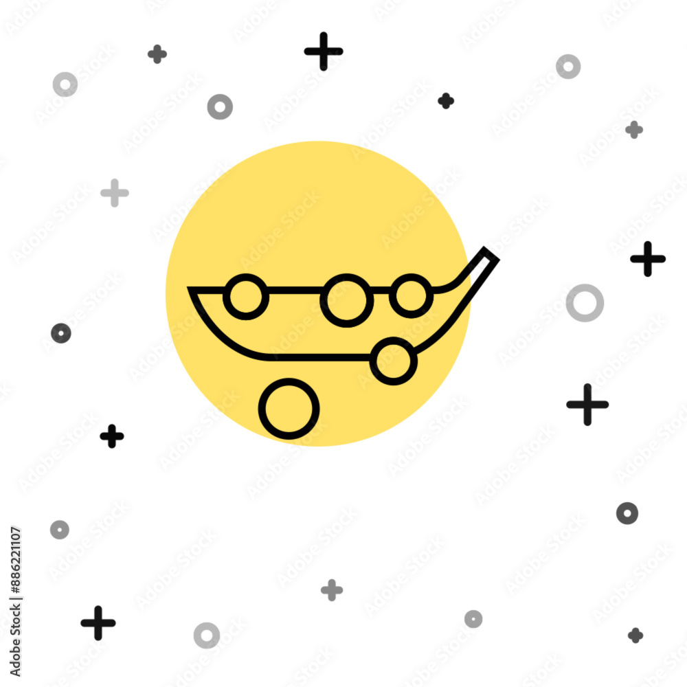 Black line Peas icon isolated on white background. Random dynamic shapes. Vector Black line Peas icon isolated on white background. Random dynamic shapes. Vector