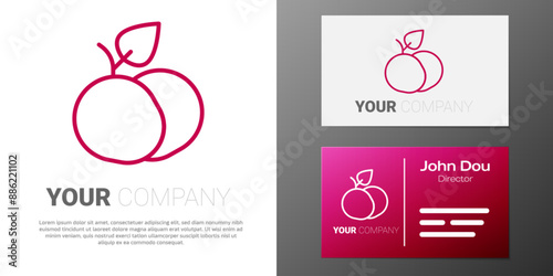 Logotype line Mango fruit icon isolated on white background. Logo design template element. Vector